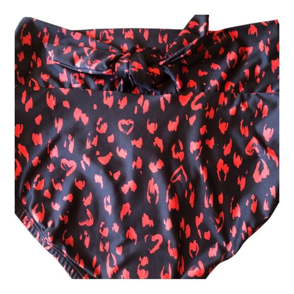 ModCloth NIP Clarice High-Waisted Bikini Bottom Black Red Cheetah Extra Small - Picture 7 of 13